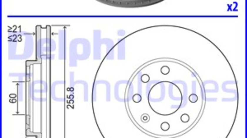 Disc frana punte fata (BG3404 DELPHI) OPEL,VAUXHALL