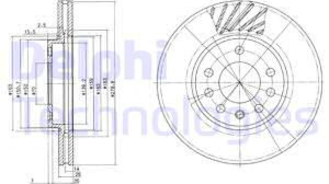 Disc frana punte fata (BG3405 DELPHI) OPEL,VAUXHALL