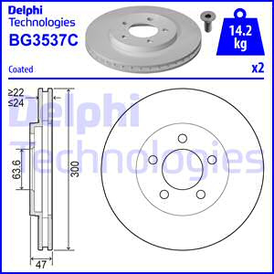 Disc frana punte fata (BG3537C DELPHI) FORD,JAGUAR
