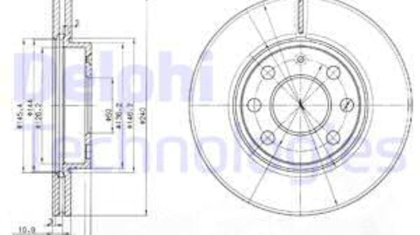 Disc frana punte fata (BG3568 DELPHI) OPEL,VAUXHALL