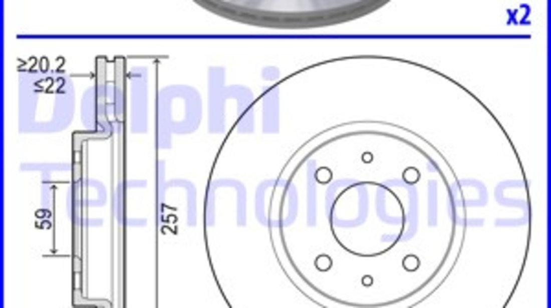 Disc frana punte fata (BG3574 DELPHI) ALFA ROMEO,CHRYSLER,Citroen,FIAT,LANCIA,PEUGEOT