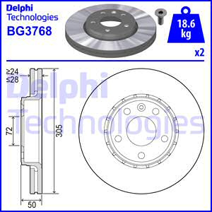 Disc frana punte fata (BG3768 DELPHI) NISSAN,OPEL,RENAULT,VAUXHALL