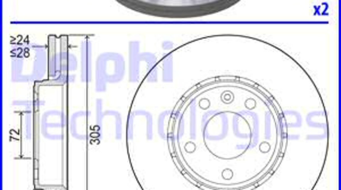 Disc frana punte fata (BG3768 DELPHI) NISSAN,OPEL,RENAULT,VAUXHALL