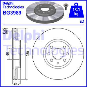 Disc frana punte fata (BG3989 DELPHI) OPEL,VAUXHALL