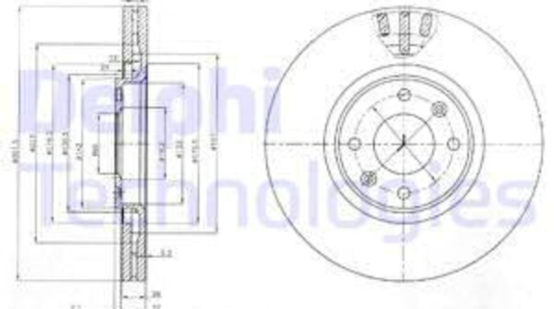 Disc frana punte fata (BG4002 DELPHI) Citroen,DS (CAPSA),PEUGEOT,PEUGEOT (DF-PSA)