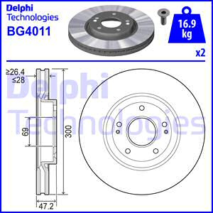 Disc frana punte fata (BG4011 DELPHI) HYUNDAI,KIA