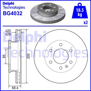Disc frana punte fata (BG4032 DELPHI) MERCEDES-BENZ,VW