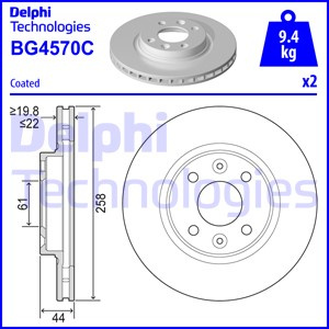 Disc frana punte fata (BG4570C DELPHI) Citroen,DACIA,RENAULT,SMART