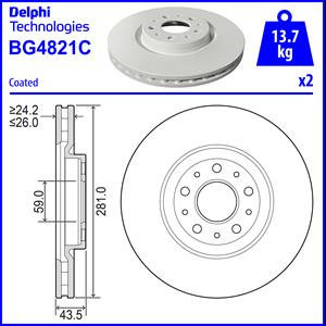 Disc frana punte fata (BG4821C DELPHI) BMW (BRILLIANCE),FIAT