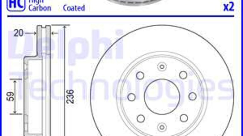 Disc frana punte fata (BG4972C DELPHI) CHEVROLET,CHEVROLET (SGM),DAEWOO