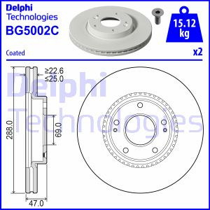 Disc frana punte fata (BG5002C DELPHI) HYUNDAI,KIA
