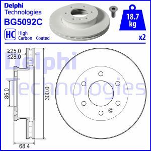 Disc frana punte fata (BG5092C DELPHI) MERCEDES-BENZ