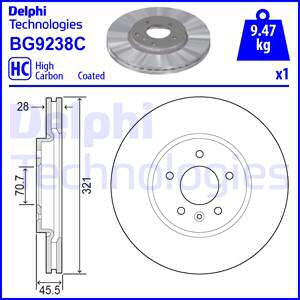 Disc frana punte fata (BG9238C DELPHI) OPEL,VAUXHALL