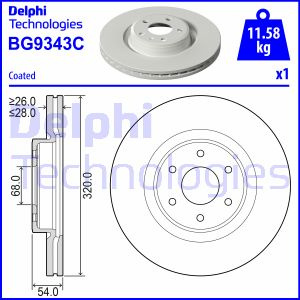 Disc frana punte fata (BG9343C DELPHI) MERCEDES-BENZ,NISSAN