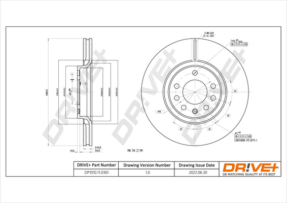 Disc frana punte fata (DP1010110361 DRIVE) OPEL,SAAB,VAUXHALL