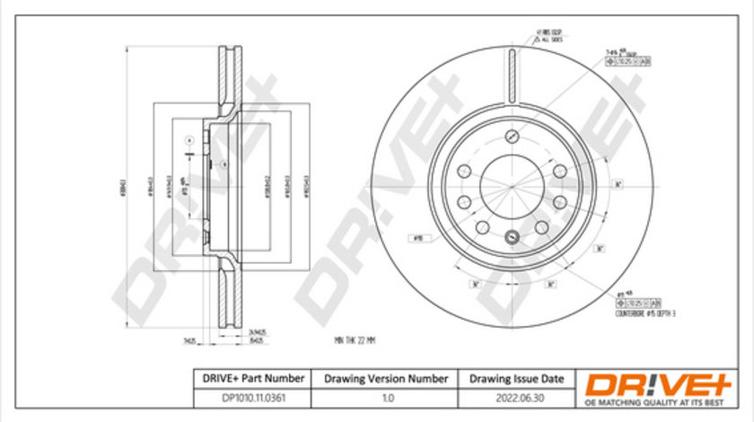 Disc frana punte fata (DP1010110361 DRIVE) OPEL,SAAB,VAUXHALL