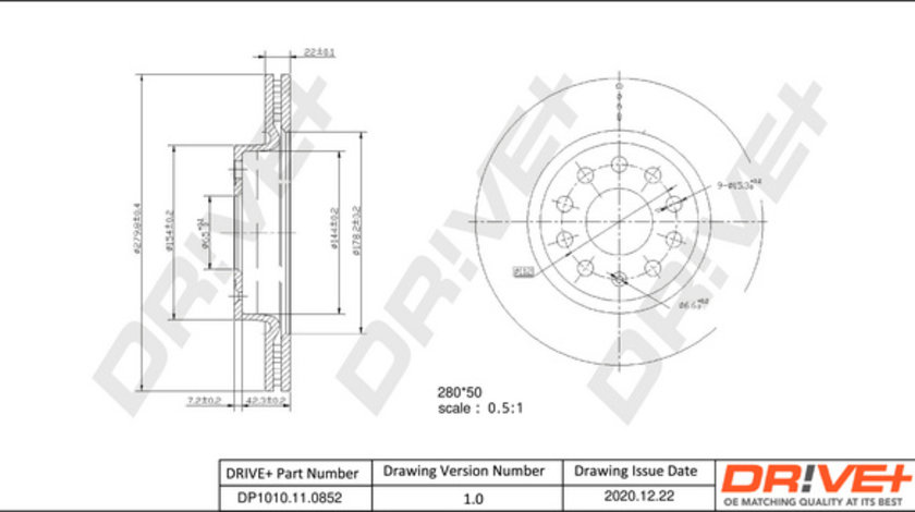 Disc frana punte fata (DP1010110852 DRIVE) AUDI,SEAT,SKODA,VW