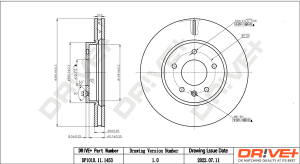 Disc frana punte fata (DP1010111453 DRIVE) CHEVROLET,OPEL,PONTIAC,VAUXHALL