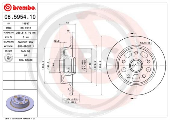 Disc frana puntea spate (08595410 ABS) FORD USA,MAZDA