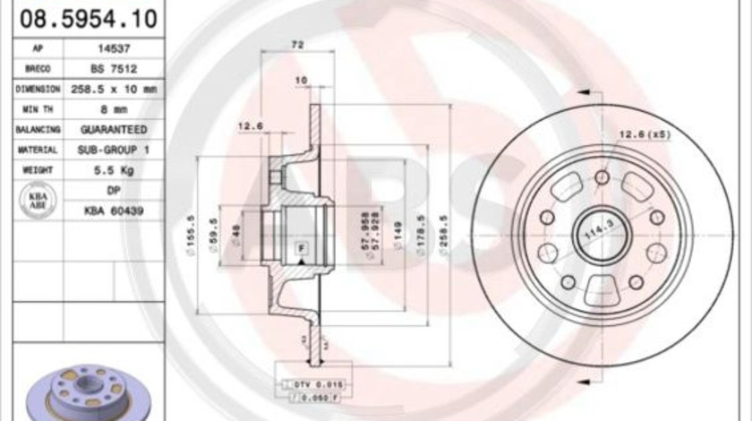 Disc frana puntea spate (08595410 ABS) FORD USA,MAZDA