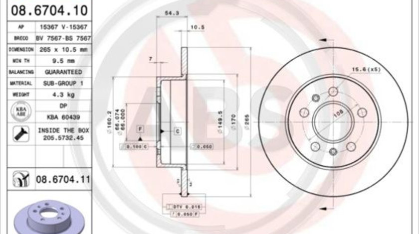 Disc frana puntea spate (08670411 ABS) RENAULT