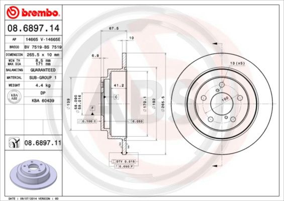 Disc frana puntea spate (08689711 ABS) SUBARU