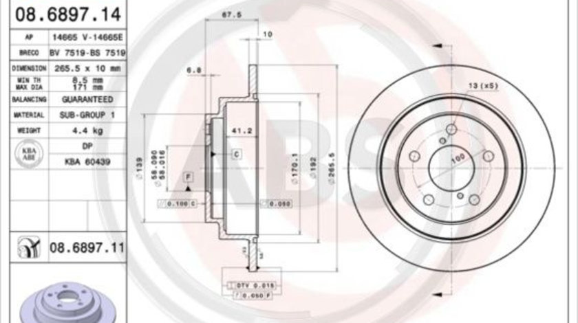 Disc frana puntea spate (08689711 ABS) SUBARU