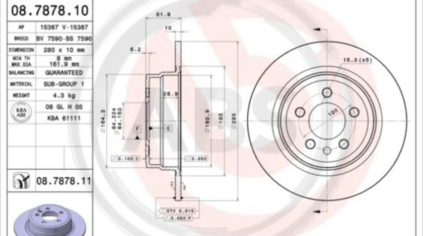 Disc frana puntea spate (08787811 ABS) MG,MG (SAIC),ROVER