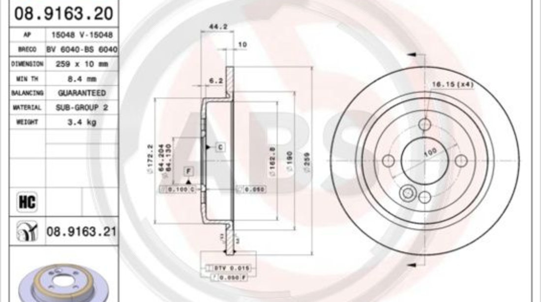 Disc frana puntea spate (08916321 ABS) MINI