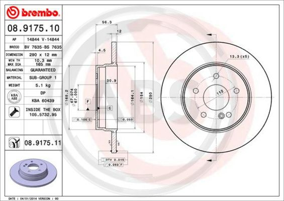 Disc frana puntea spate (08917511 ABS) MERCEDES-BENZ