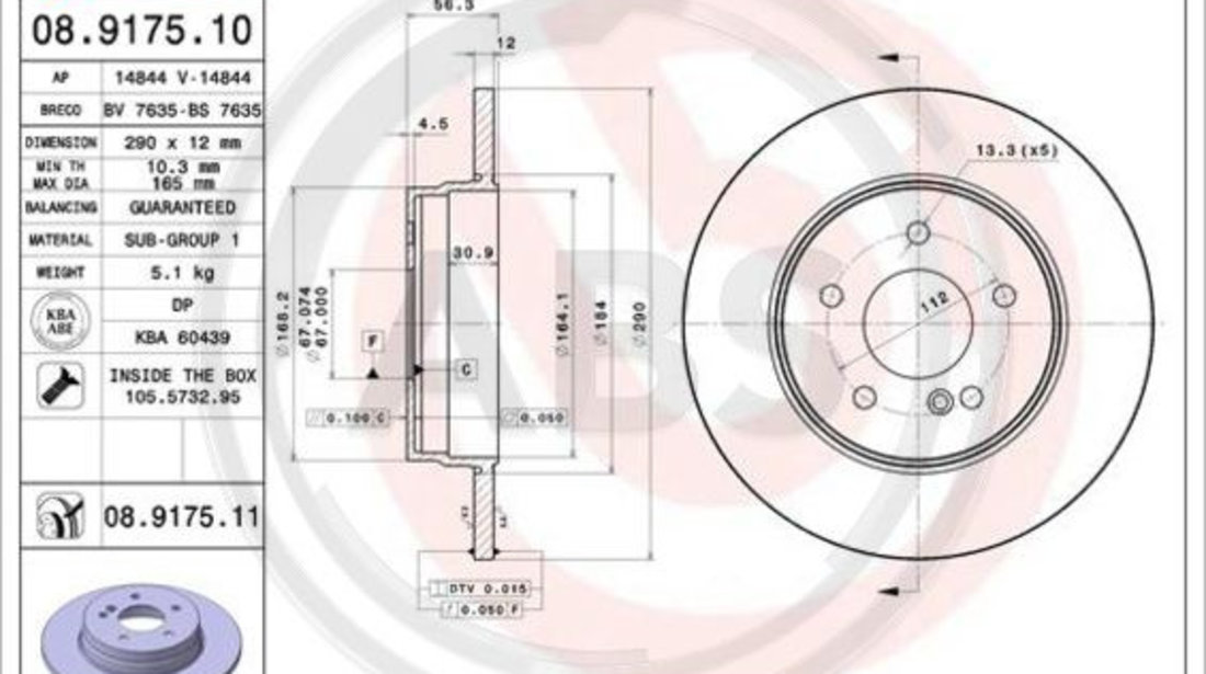 Disc frana puntea spate (08917511 ABS) MERCEDES-BENZ