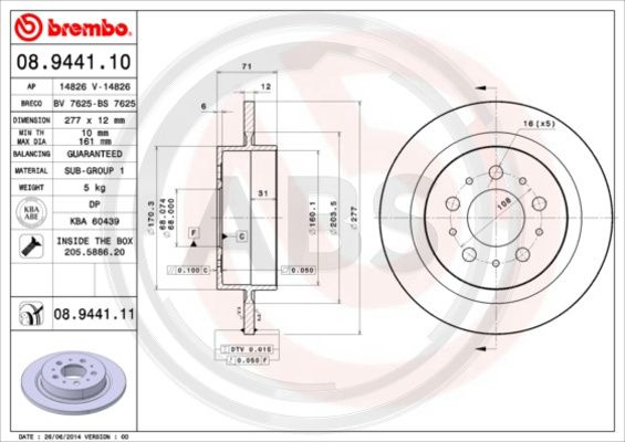 Disc frana puntea spate (08944111 ABS) VOLVO