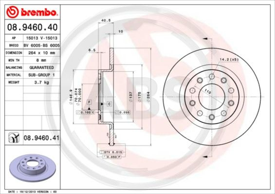 Disc frana puntea spate (08946041 ABS) ALFA ROMEO,FIAT (GAC)