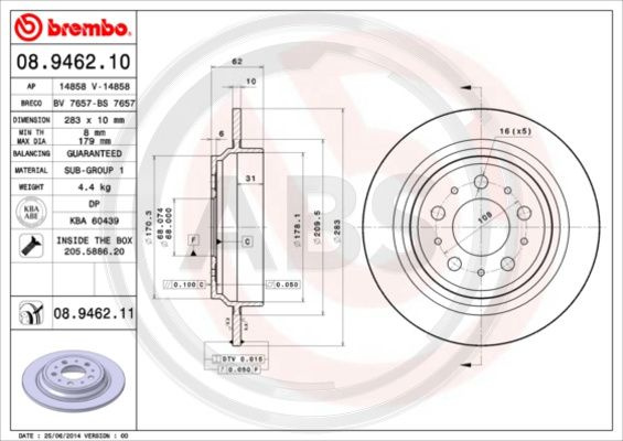 Disc frana puntea spate (08946211 ABS) VOLVO