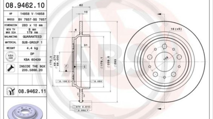 Disc frana puntea spate (08946211 ABS) VOLVO