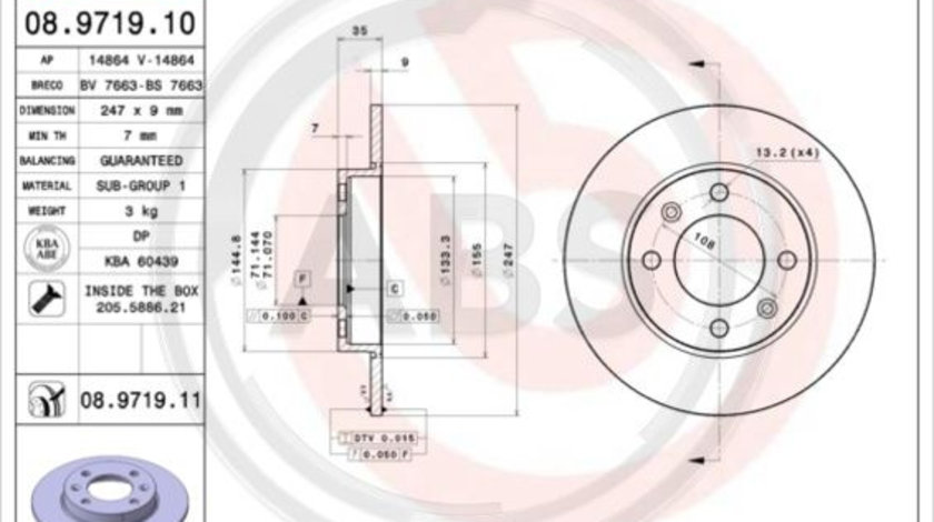 Disc frana puntea spate (08971911 ABS) Citroen,Citroen (DF-PSA),FENGSHEN,PEUGEOT