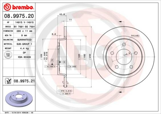Disc frana puntea spate (08997521 ABS) MAZDA