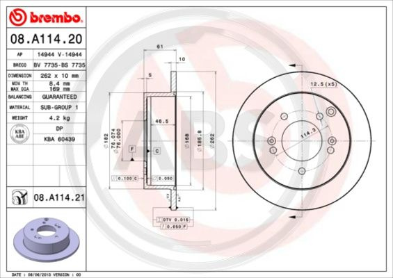 Disc frana puntea spate (08A11421 ABS) HYUNDAI,HYUNDAI (BEIJING),KIA