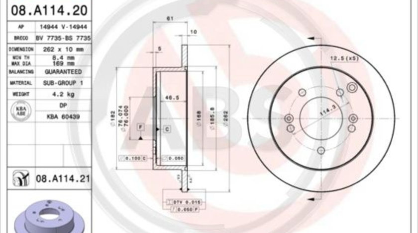 Disc frana puntea spate (08A11421 ABS) HYUNDAI,HYUNDAI (BEIJING),KIA