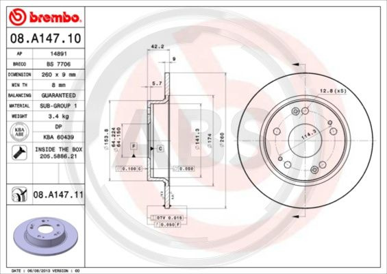 Disc frana puntea spate (08A14711 ABS) CIIMO,HONDA,HONDA (DONGFENG)