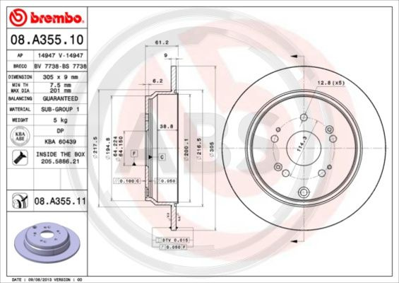 Disc frana puntea spate (08A35511 ABS) ACURA,HONDA
