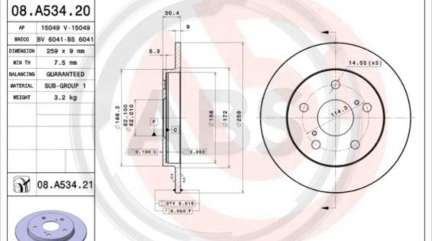 Disc frana puntea spate (08A53421 ABS) BYD,TOYOTA