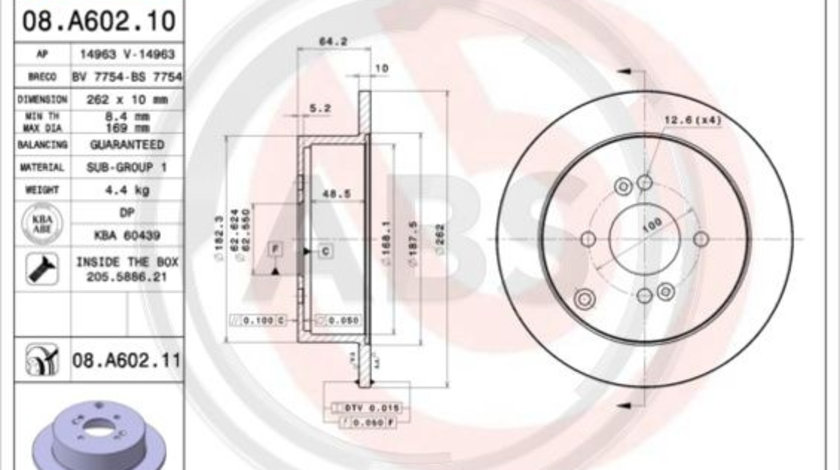 Disc frana puntea spate (08A60211 ABS) HYUNDAI,HYUNDAI (BEIJING),KIA,KIA (DYK)