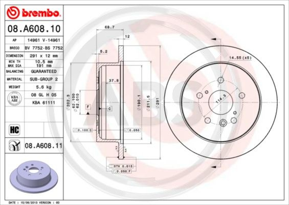 Disc frana puntea spate (08A60811 ABS) TOYOTA