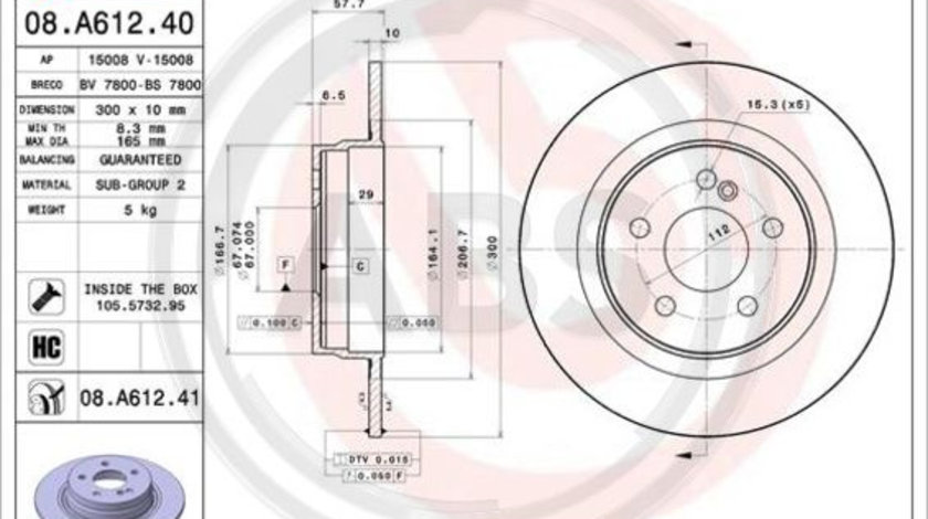 Disc frana puntea spate (08A61241 ABS) MERCEDES-BENZ,MERCEDES-BENZ (BBDC)