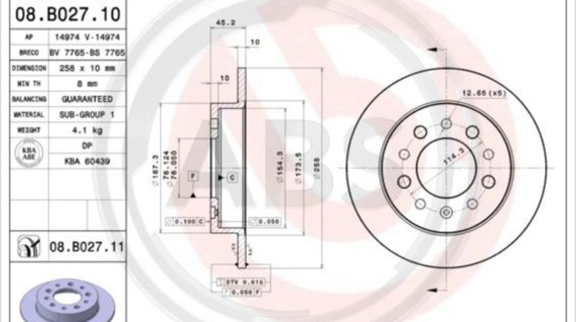 Disc frana puntea spate (08B02711 ABS) HYUNDAI