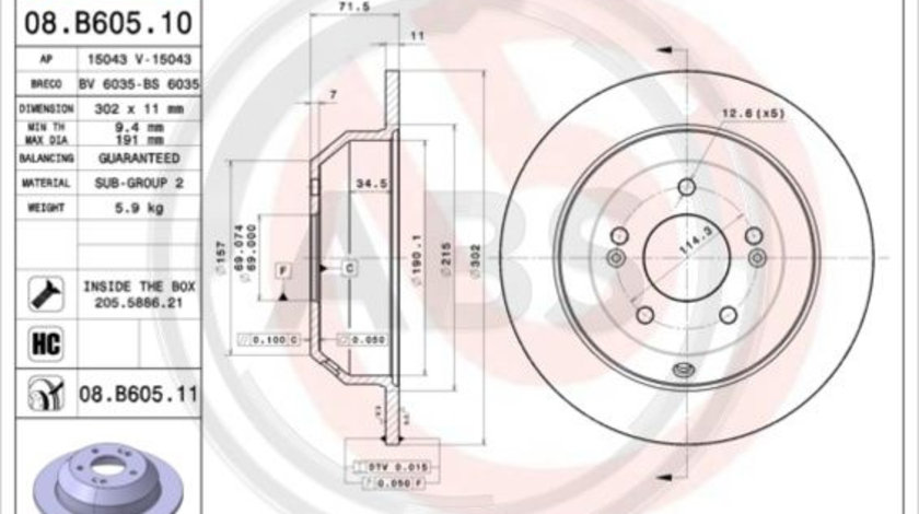 Disc frana puntea spate (08B60511 ABS) HYUNDAI,HYUNDAI (BEIJING),KIA