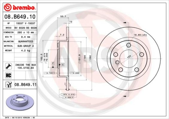 Disc frana puntea spate (08B64911 ABS) MINI