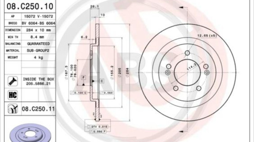 Disc frana puntea spate (08C25011 ABS) HYUNDAI,KIA