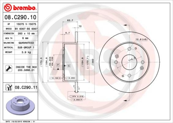 Disc frana puntea spate (08C29011 ABS) HONDA